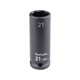   FORTUM gépi impakt dugófej 1/2", 21 mm, L 78 mm, feketített