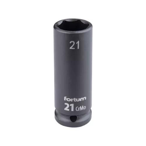 FORTUM gépi impakt dugófej 1/2", 21 mm, L 78 mm, feketített