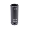 FORTUM gépi impakt dugófej 1/2", 22 mm, L 78 mm, feketített
