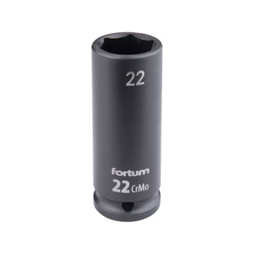FORTUM gépi impakt dugófej 1/2", 22 mm, L 78 mm, feketített