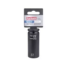 FORTUM gépi impakt dugófej 1/2", 22 mm, L 78 mm, feketített