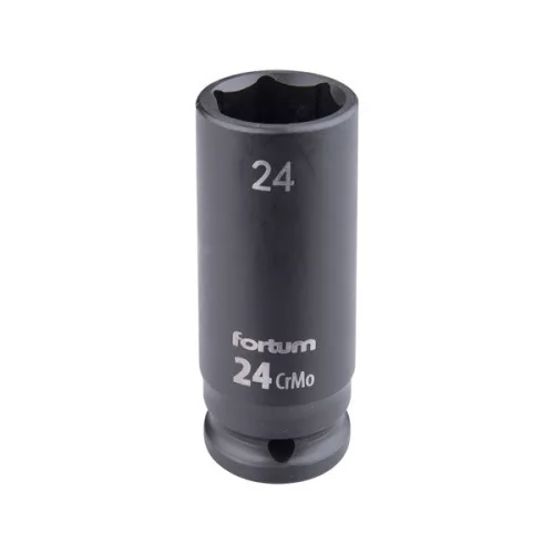 FORTUM gépi impakt dugófej 1/2", 24 mm, L 78 mm, feketített