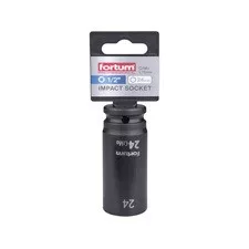 FORTUM gépi impakt dugófej 1/2", 24 mm, L 78 mm, feketített