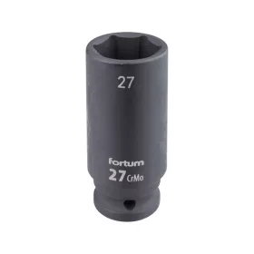   FORTUM gépi impakt dugófej 1/2", 27 mm, 78 mm, feketített