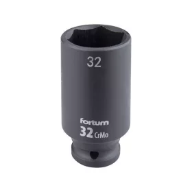   FORTUM gépi impakt dugófej 1/2", 32 mm, L 78 mm, feketített