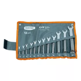   EXTOL PREMIUM csillag-villás kulcs készlet, hajlított, CrV, mattkróm, 12db, 6-22mm