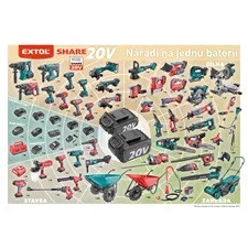 EXTOL INDUSTRIAL Share20V akkus sarokcsiszológép 40V Li-ion, 180 mm, szénkefe mentes, akku és töltő nélkül
