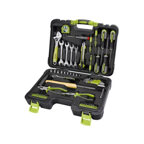 EXTOL CRAFT 59db-os szerszámkészlet 1/4" CV, 10 dugófej 4-13mm, racsnis kar, fogók, bitek