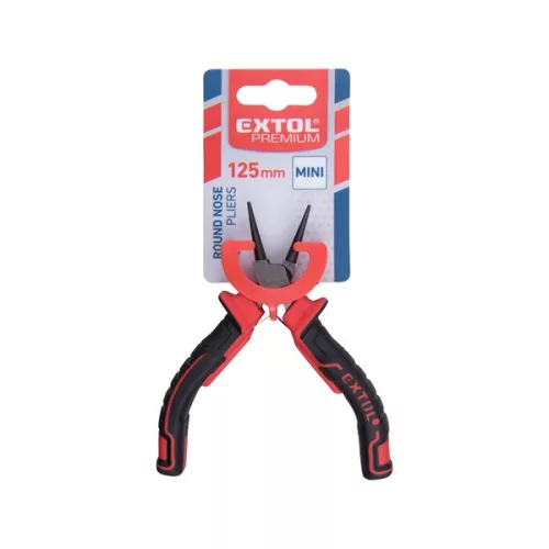 EXTOL PREMIUM kerek csőrű mini fogó, 125 mm, rugós, kétszínű műanyag nyél