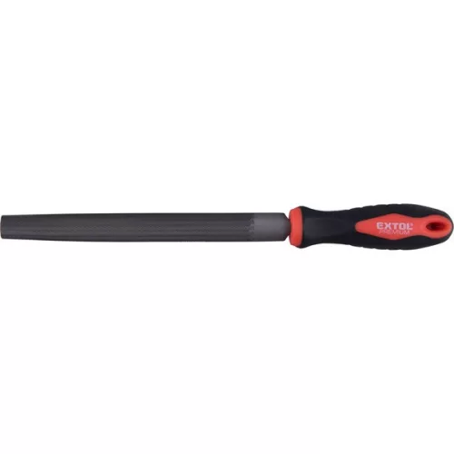 EXTOL PREMIUM félkerek fémreszelő 200mm, T12 acél, finom vágat 2, TPR műanyag nyél