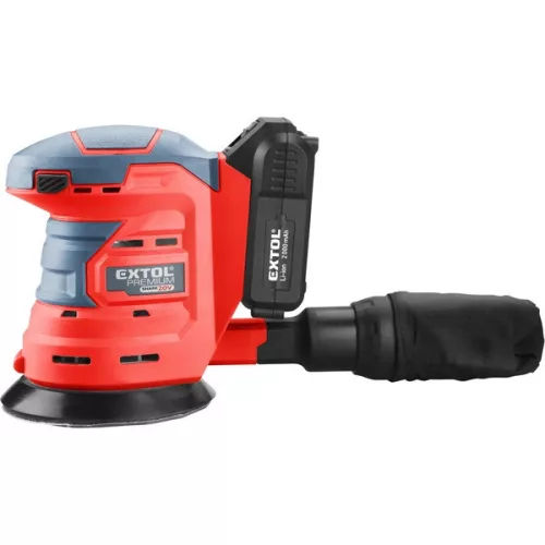 EXTOL PREMIUM Share20V akkus excentrikus csiszoló, 20V Li-ion, 1db akku, 1db töltő, 125 mm