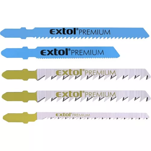 EXTOL PREMIUM dekopírfűrészlap készlet, 5db, Bosch befogás, HSS, HCS, bimetál