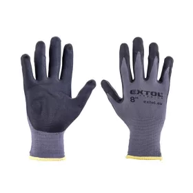  EXTOL PREMIUM varrat nélküli nylon-spandex kötött kesztyű, 8, nitrilbe mártott tenyér és ujjhegy