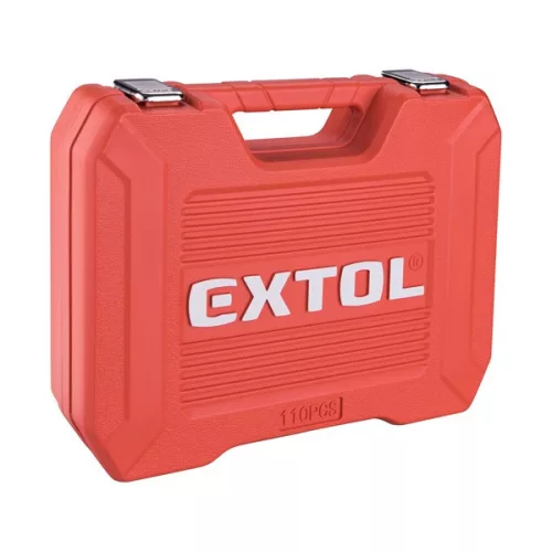 EXTOL PREMIUM racsnis dugókulcs készlet 110db, 1/4" és 1/2", 4-32mm, 32db bit, gyertyakulcs