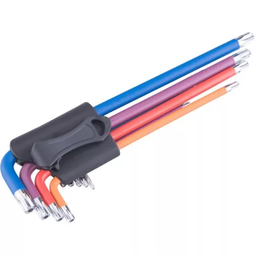 EXTOL PREMIUM Torx kulcs készlet 9db T10-T50 extra hosszú, krómozott, S2, több színű