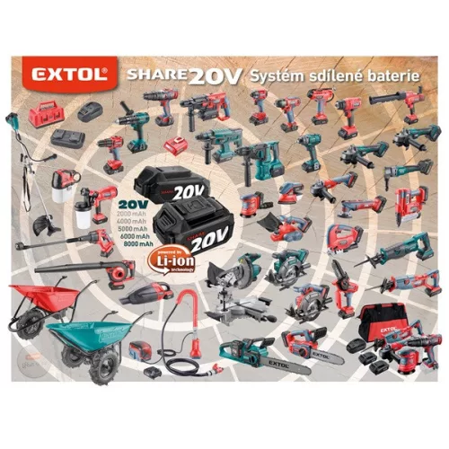 EXTOL INDUSTRIAL Share20V akkus ütvecsavarozó 1/2" négyszöggel, szénkefementes, 500 Nm, akku és töltő nélkül