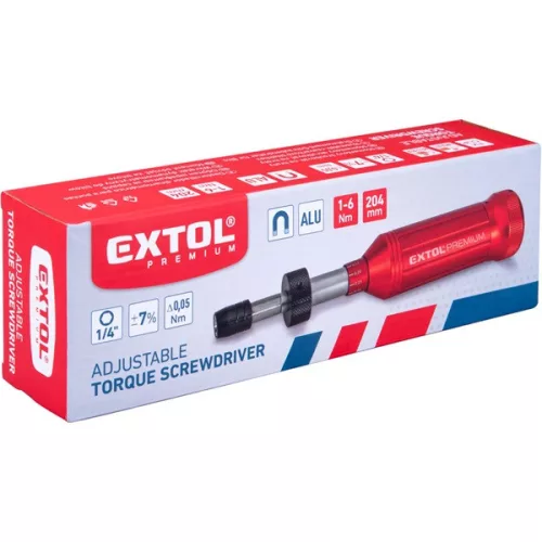 EXTOL PREMIUM nyomaték csavarhúzó bitekhez, 1/4", 1 - 6 Nm, +/- 7% pontosság