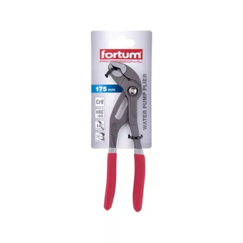 FORTUM vízpumpafogó 175mm, nagy nyitásszögű, CrV, foszfátozott, gumírozott markolattal