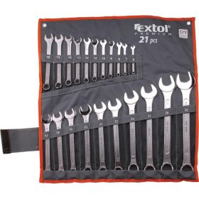   EXTOL PREMIUM csillag-villás kulcs klt., CrV., vászon tartóban; 21db, 6-32mm