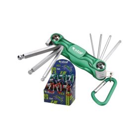   EXTOL CRAFT imbuszkulcs klt., Cr40 gömbfej, színes, TÜV/GS; 7db, 1,5-6mm, karabínerrel, 9 darabonként kínálódobozban