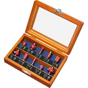   EXTOL PREMIUM felsőmaró klt. 10 db-os (fadobozban) ; 6mm-es befogással, keményfém lapkás, csapágyas, 8893310 élmarógéphez