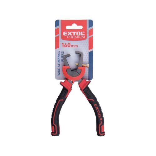 EXTOL PREMIUM blankoló fogó; 160mm, duál vörös/fekete TPR nyél, akasztós szerszámtartó