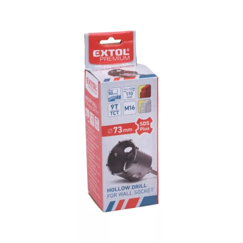 EXTOL PREMIUM körkivágó téglához, SDS Plus befogás; 73mm, M16×100mm hosszúságú szár