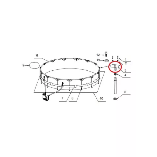 INTEX T-alakú csatlakozó elem Prism körmedencékhez, 305 és 366 cm szélességű fémvázas modellekhez (12801)