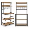 ModernHome konyhai polcos állvány 84 cm, 6 szintes, kampókkal, loft, világos tölgy