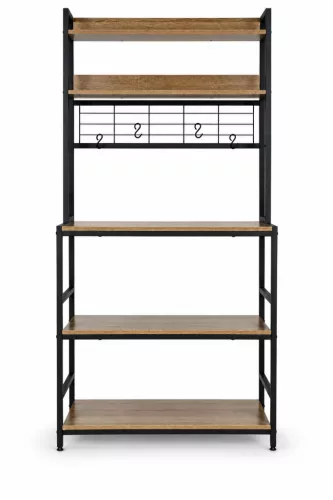 ModernHome konyhai polcos állvány 84 cm, 6 szintes, kampókkal, loft, világos tölgy