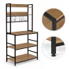 ModernHome konyhai polcos állvány 84 cm, 6 szintes, kampókkal, loft, világos tölgy