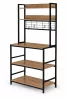 ModernHome konyhai polcos állvány 84 cm, 6 szintes, kampókkal, loft, világos tölgy