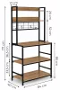 ModernHome konyhai polcos állvány 84 cm, 6 szintes, kampókkal, loft, világos tölgy
