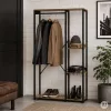 ModernHome előszobai állófogas polcokkal ruháknak és cipőknek, loft, világos tölgy