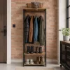 ModernHome loft álló ruhafogas polcokkal, világos tölgy