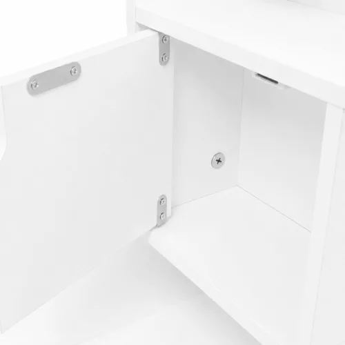 ModernHome fésülködőasztal tükörrel, LED világítással, polcokkal, fiókokkal és ülőkével