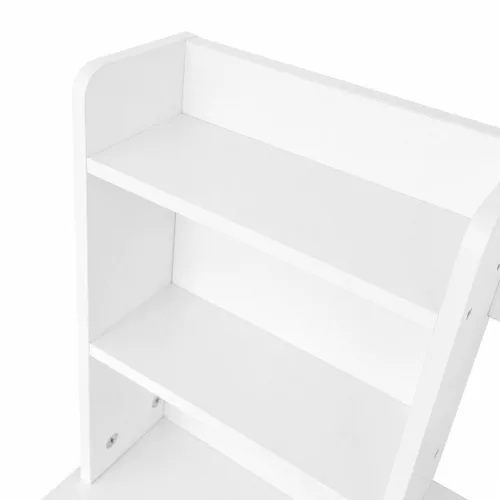 ModernHome fésülködőasztal kerek tükörrel, LED világítással, polcokkal és fiókokkal