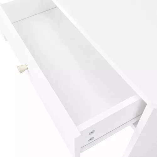 ModernHome fésülködőasztal kerek tükörrel, LED világítással, polcokkal és fiókokkal
