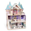 ECOTOYS Bella Castle fa babaház 4 szinttel, 5 szobával, 15 bútorral