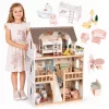 ECOTOYS Laura fa babaház, 3 emelet, 5 szoba, 15 bútorral