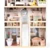 ECOTOYS Laura fa babaház, 3 emelet, 5 szoba, 15 bútorral