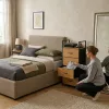 ModernHome textil tárolószekrény 4 fiókkal, loft stílusban