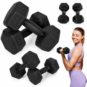   MOVEPRO hatszögletű kézisúlyzó szett 2x5 kg fekete fitnesshez