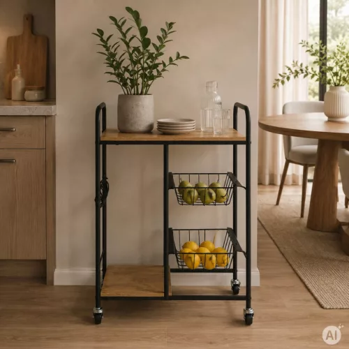 ModernHome gurulós konyhai tárolópolc kihúzható kosarakkal