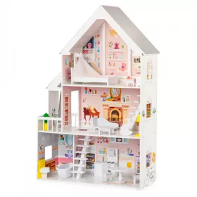   Fa babaház XXL Púder Lakóhely ECOTOYS - Gyermek játék, baba ház, fa játék, XXL méret