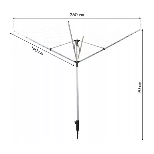 Kerti ruhaszárító 260 cm + csavarfedél