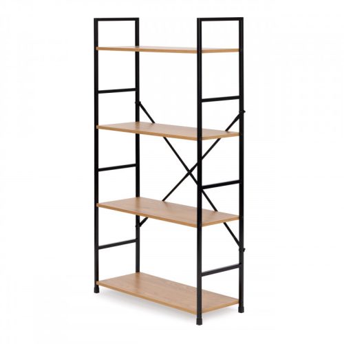 Modern széles fa könyvespolc 4 polccal LOFT