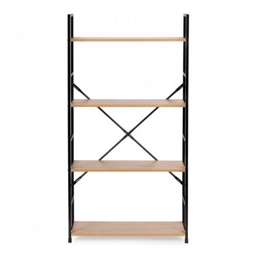 Modern széles fa könyvespolc 4 polccal LOFT