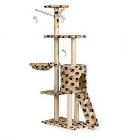   Macskakarmoló ház fával, ággyal, 138cm xl méretben, mancsnyomokkal