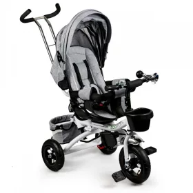 Forduló tricikli 360° Szürke Deluxe napernyővel